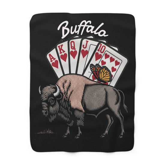 Buffalo Poker Night Royal Flush Sherpa Fleece Blanket