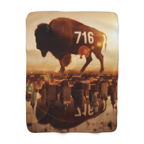 Buffalo Skyline Sherpa Fleece Blanket — Cozy City Throw for Game Nights & Watch Parties