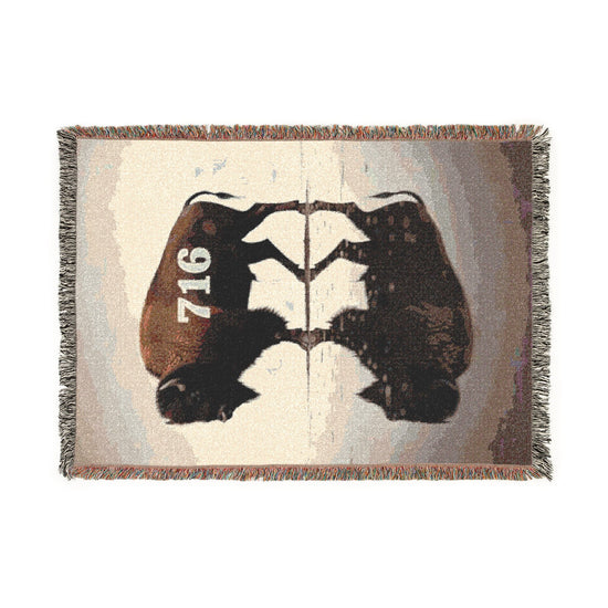 Bison Silhouette Woven Blanket — Reflective Landscape Throw